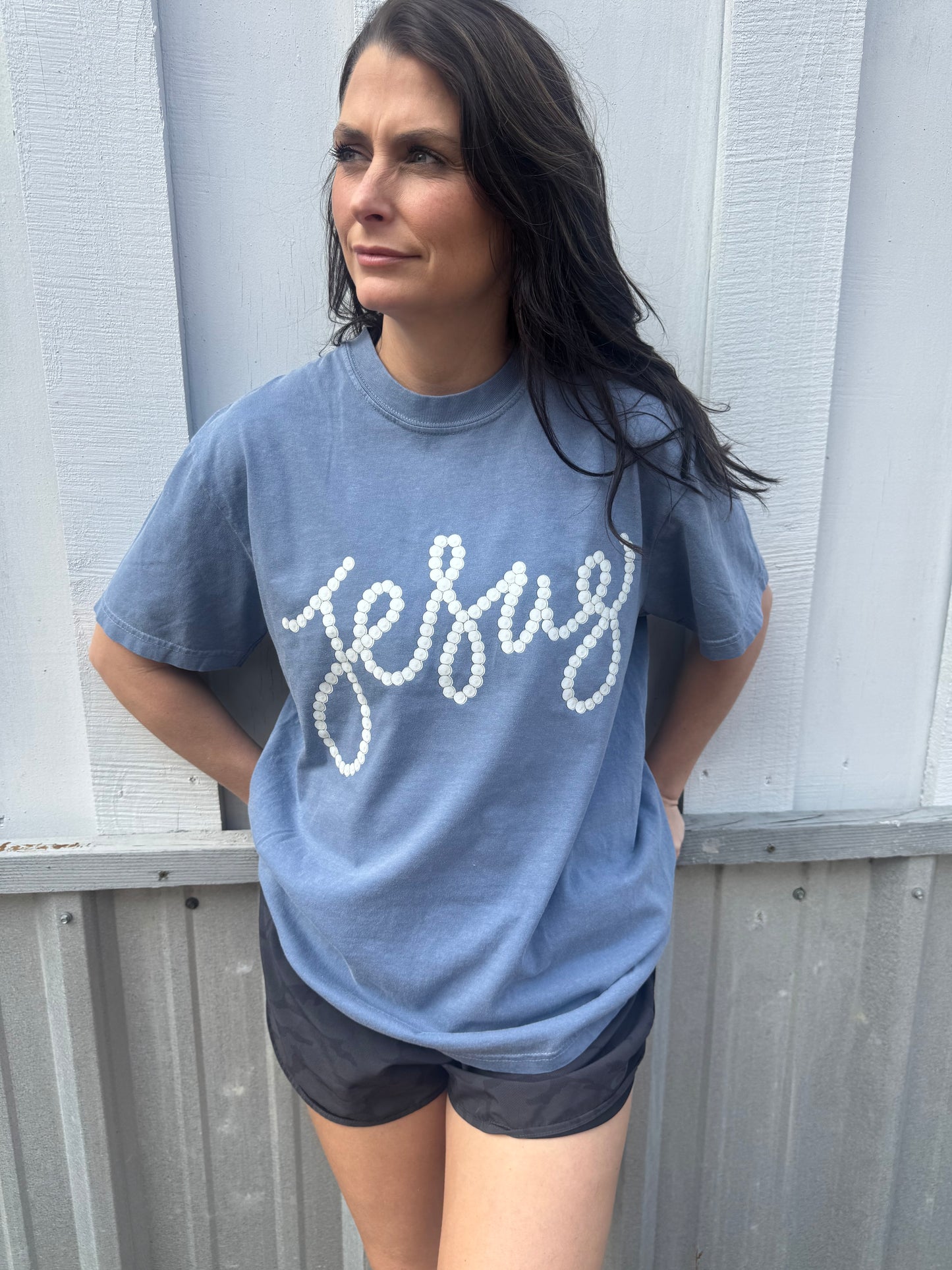 Jesus Denim and Pearls Tee
