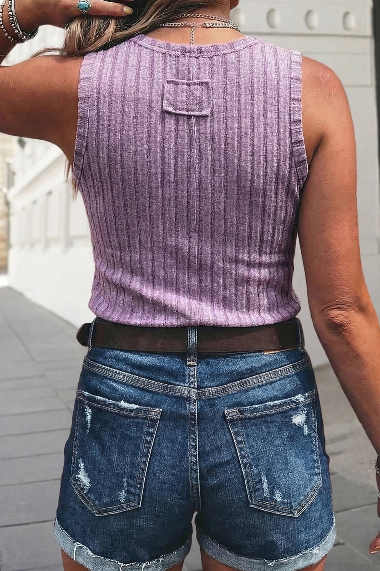 Western Mineral Wash Slim Fit Ribbed Tank Top | S-XL