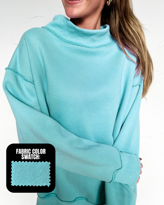 Mock Neck Sweatshirt - Sky Blue