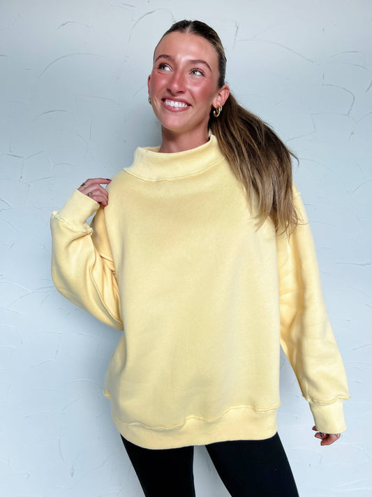 Mock Neck Sweatshirt Blank - Pale Yellow