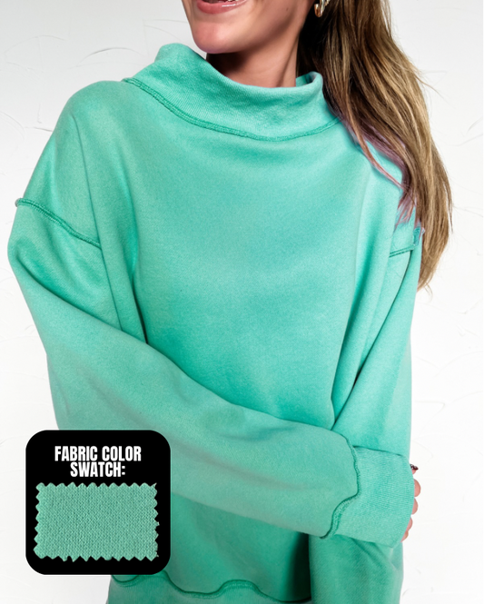 Mock Neck Sweatshirt - Seafoam