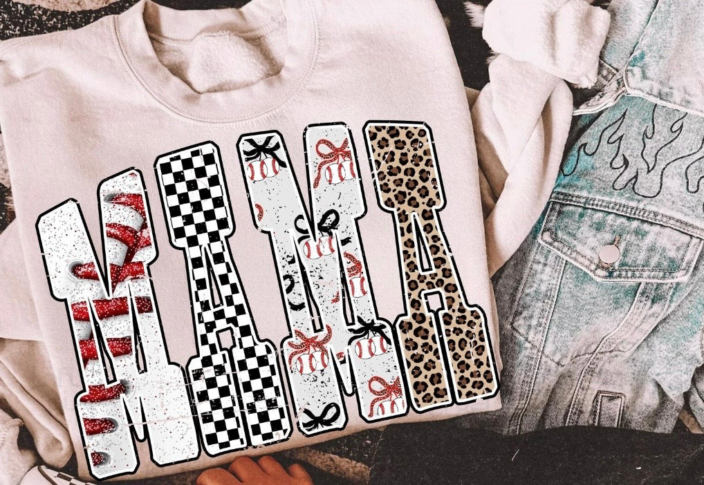 Mama baseball checkered