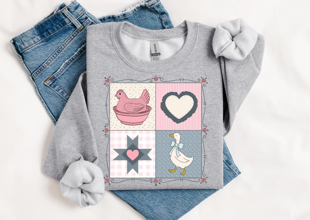 Vintage hen and goose collage