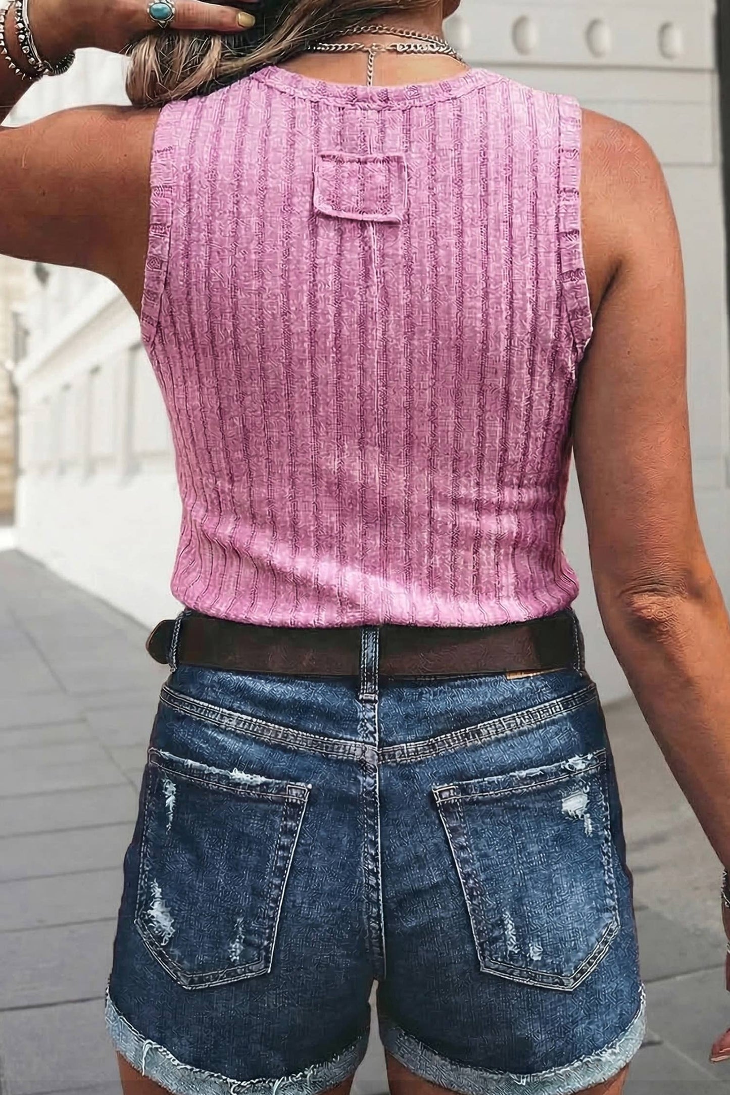 Western Mineral Wash Slim Fit Ribbed Tank Top | S-XL