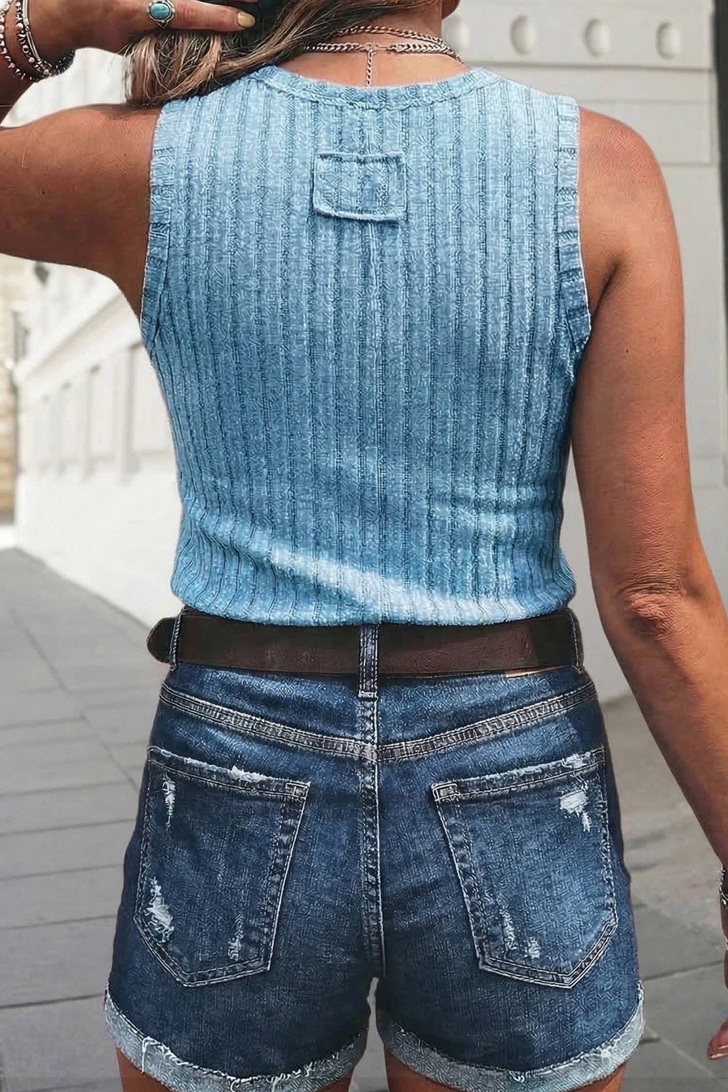 Western Mineral Wash Slim Fit Ribbed Tank Top | S-XL